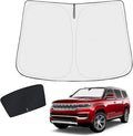 KUST Windshield Sun Shade Custom Fit for Jeep Grand Wagoneer 2022 2023 2024 2025 2026 Accessories Sun Shade Front Windshield Sun Visor Foldable Thicker 5-Layer Blocks UV Rays