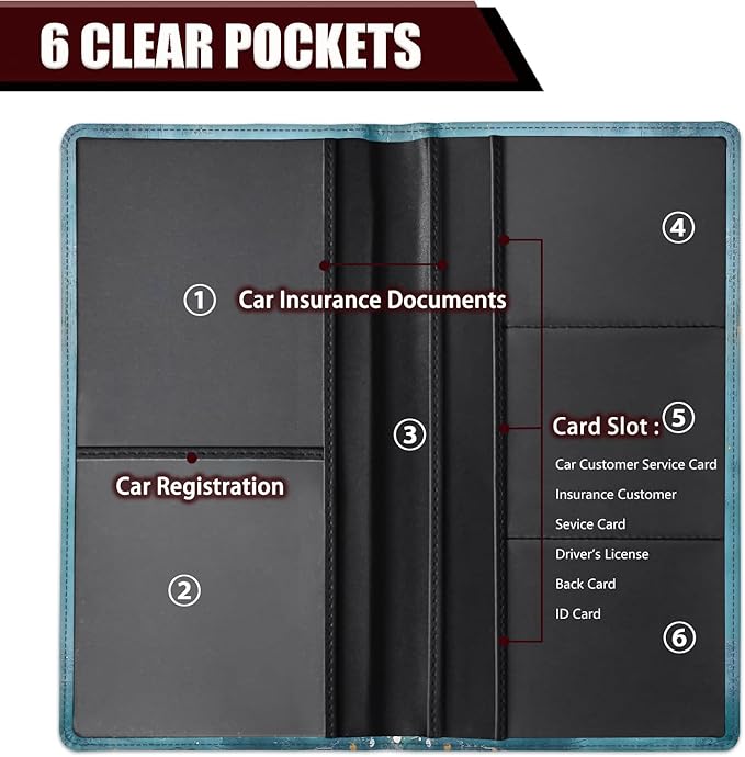 Car Registration Holder, PU Leather Vehicle Glove Box Organizer for Driver License, Document, Car Insurance Holder with Magnetic Shut, Auto Paperwork Wallet Case Accessories, White Flowers Pattern