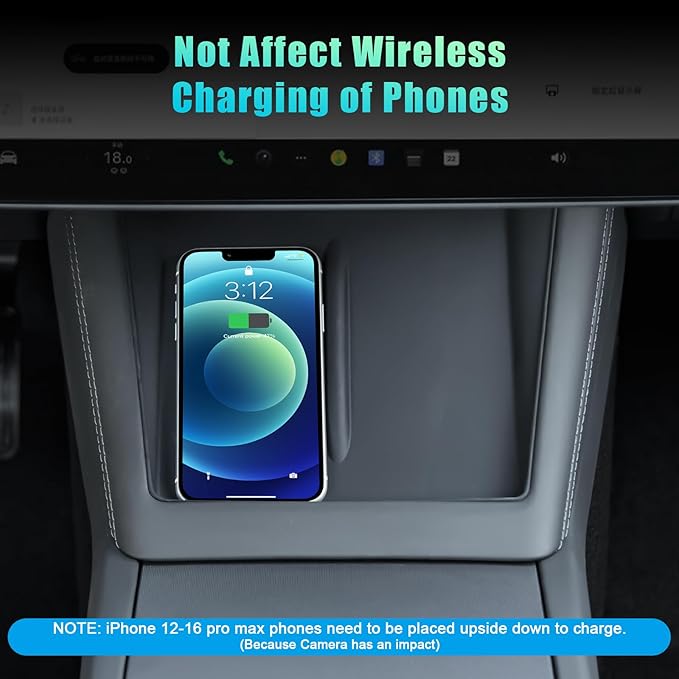 Silicone Mat for 2026 Tesla Model Y Center Console Wireless Charging Protector for 2024-2025 Tesla Model 3 and 2025-2026 New Model Y Juniper, Black