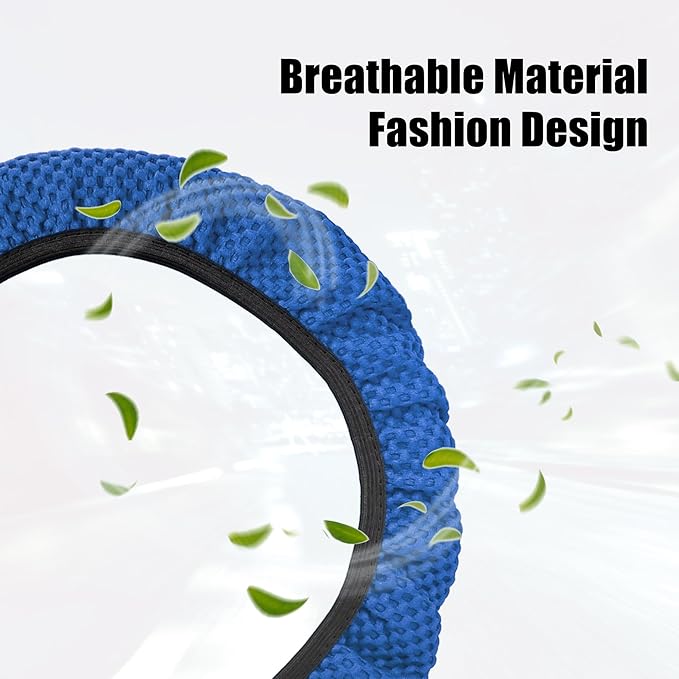 X AUTOHAUX Steering Wheel Cover Universal Elastic Stretch Antislip Breathable Microfiber Ice Silk Interior Trim Wheel Protector for Car Truck SUV Blue