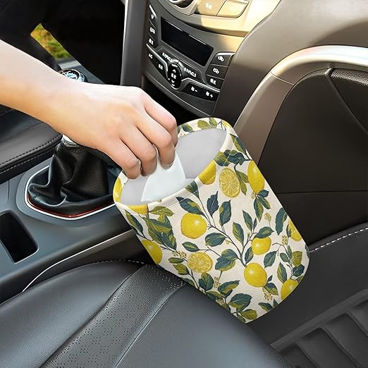 Lemon Car Garbage Can Waste Basket for Cars - Back Seat, Floor, or Hanging Headrest Car Accessories Interior Road Trip Essentials