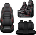 AREKA 5 Car Seat Covers for Subaru Crosstrek 2016-2026 Breathable Leather,Waterproof Car Seat Protectors with Comfort Headrest Pillows,Automotive Vehicle Cushion with Storage Pockets (Luxury,Redline)