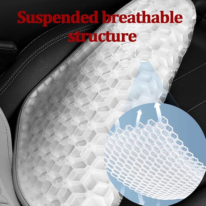 Gel Car Seat Cushion, Soft Cooling Honeycomb Non-Slip Vehicle Seat Bottom Mat for Long Sitting, Breathable Automotive Interior Chair Pad to Reduce Sweat, Universal for Truck SUV RV (Coffee)