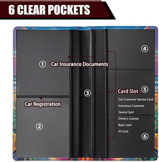 Yuxcfhjfe Car Registration Holder, PU Leather Vehicle Glove Box Organizer for Driver License, Document, Car Insurance Holder with Magnetic Shut, Auto Paperwork Wallet Case Accessories, Dachshund Dog