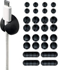 Wrap-It Storage Cable Clips - (Assorted 28-Pack) Black - Desk and Nightstand Cable Holder for Phone and Bedside Table Cord Organizer