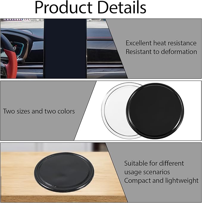 8 Pcs Sticky Gel Pads Reusable Silicone Non Slip Gel Pads Multi Function Removable Dashboard Mat Non Slip Sticky Mat for Car Dashboard Phone, Glass, Mirrors, Keys (White and Black)