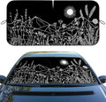 White Ink Line Car Windshield Sunshades Wildflowers Mountains Sun Vines Front Window Sun Shade Blocks UV Rays Sun Visor Protector for Car Sedan Truck SUV Accessories 59" L x 31.5" W
