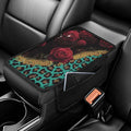 CLOHOMIN Red Rose Car Center Console Cover Green Leopard Print Armrest Box Cover Center Console Pad Fit for Most Vehicles Auto Accessories Anti-Scratch Arm Rest Covers