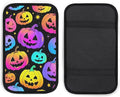 Auto Center Console Car for Halloween Trippy neon Pumpkin Skull Fits Universal Car Soft Comfort Armrest Cushion Handrail Box Cover
