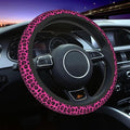 Pink Leopard Steering Wheel Cover for Women Men Girls Car Accessories Decor Anti-Slip Neoprene Auto Steering Wheel Covers Protector Universal 15 Inch