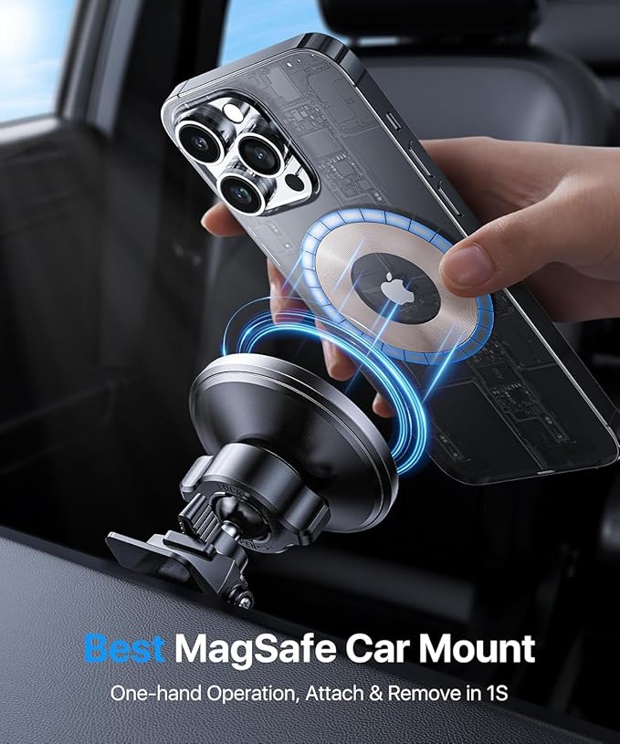 andobil for MagSafe Car Mount [Upgraded Strongest Magnet] Magnetic Phone Holder for Car Vent 360 Adjustable Magnetic Car Phone Holder Mount for iPhone 17 Pro Max 16 15 14 13 Plus Mini (Carbon Fiber)