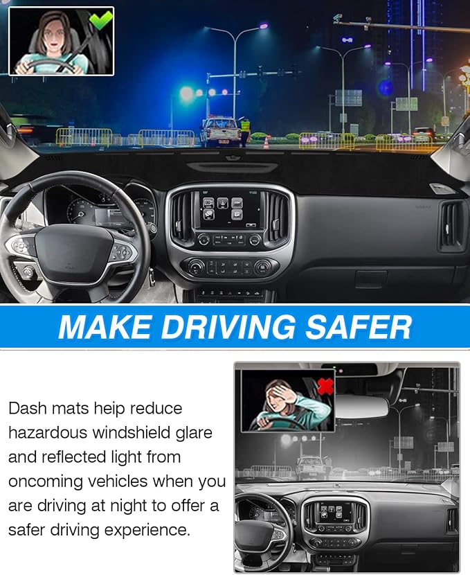 CARTIST Dash Cover Custom Fit for Chevrolet/Chevy Colorado 2015-2020 2021 2022 Accessories Dashboard Cover Mat Non-Slip Pad Carpet Anti-Glare