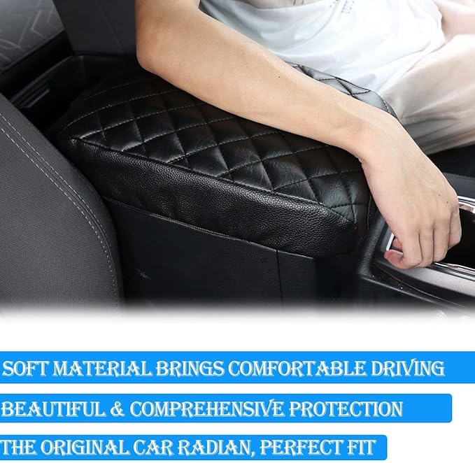 CHEAYAR Leather Car Auto Center Console Armrest Cushion for Toyota Tacoma Accessories 2016-2018 2019 2020 American Flag (Plaid-Leather)
