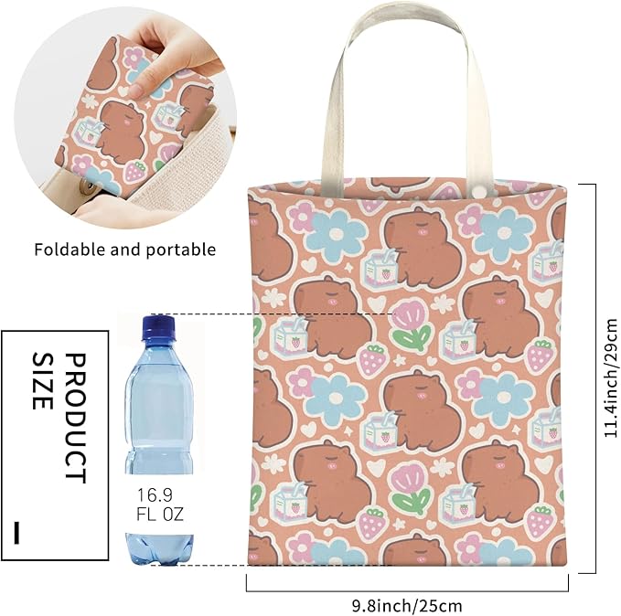 AXZOPDE Cute Car Trash Can, Hanging Canvas Car Back Seat Organizer and Storage Bag, Funny Car Trash Bag for Travelling, Outdoor Cute Brown Capybara