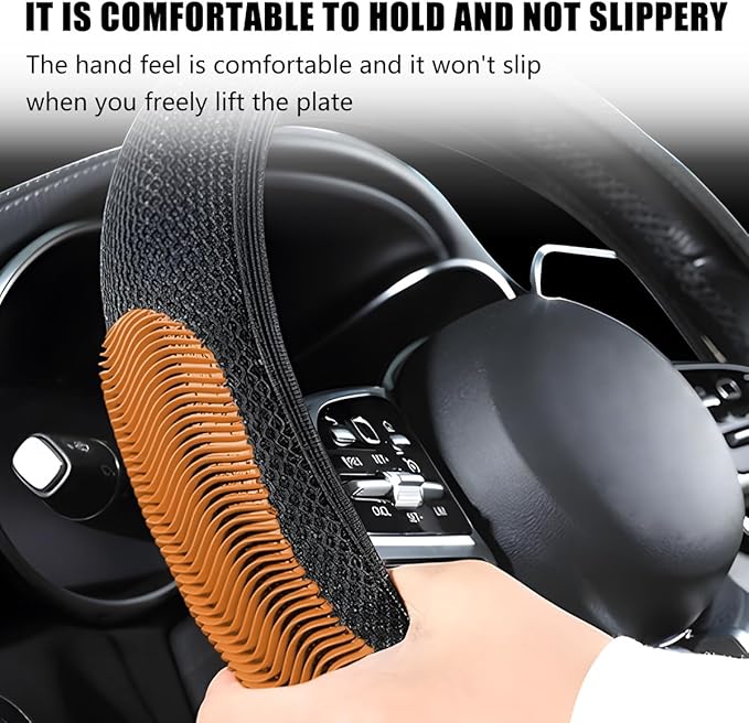 Elastic Stretch Car Steering Wheel Cover, Breathable No Inner Ring Vehicle Steering Wheel Protector, 15 Inch Ice Silk Anti Slip Automotive Accessories, Universal Fit (Black/Coffee)