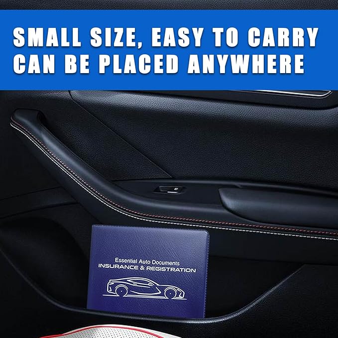 Ziciner Car Registration Insurance Holder, 2Pack Essential Auto Card Document Glove Box Organizer with Touch Fastener, Vehicle Interior Accessories Perfect for Most Car, Truck, SUV (Blue/Small Car)