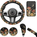 Sky Mushroom Picture 6pcs Car Steering Wheel Cover Set for Men Women Auto Interior Accessories Cup Coaster Cars Handbrake Cover Universal Fit Truck Van SUV