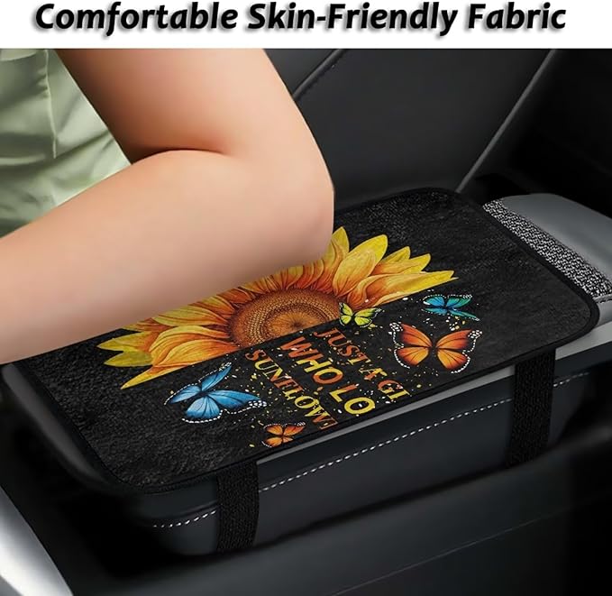 Bulopur Sunflower Armrest Cover Car Easy to Install Car Center Console Cushion Pad Universal Car Interior Accessories Car Arm Rest Cover Fashion Auto Interior