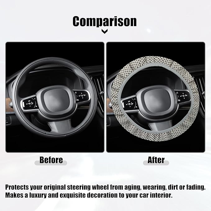 X AUTOHAUX Steering Wheel Cover Universal Elastic Stretch Antislip Breathable Microfiber Ice Silk Interior Trim Wheel Protector for Car Truck SUV Gray