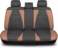 FH Group Car Seat Cover for Back Seat Faux Leather - Universal Fit, Rear Seat Covers for Cars with Rear Split Bench, Car Seat Cushions, Car Interior Accessories for SUV, Sedan, Van Brown Black