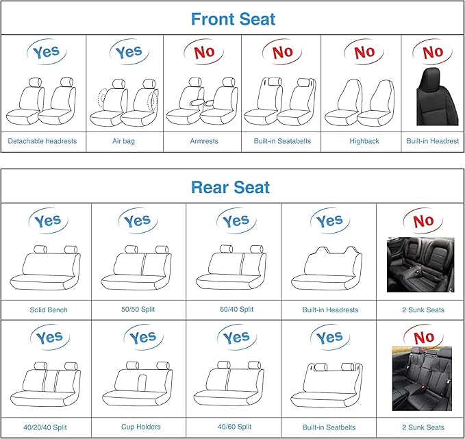 AOOG Leather Car Seat Covers with Car Backseat Organizer, Universal fit Automotive Vehicle Most Sedan SUV Pick-up Truck (Full Set, Beige)