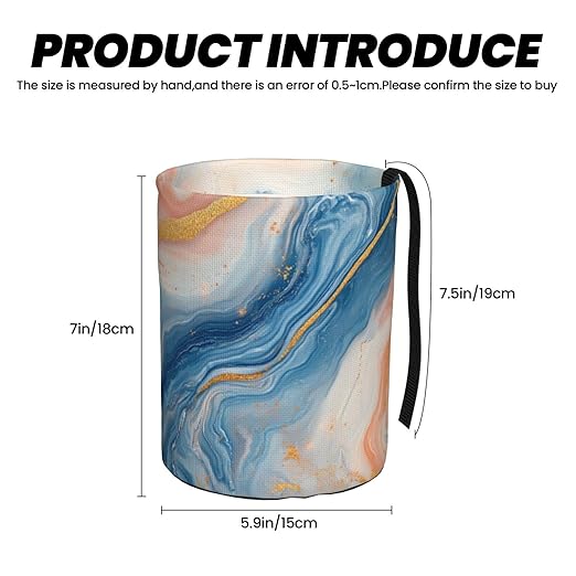 Lemon Colour Marble Car Trash Can Garbage Cans Foldable,Cute Hanging Car Organizer and Storage Bag Leak Proof, Auto Back Seat Trash Bin Universal for Truck, SUV, Outdoor Travel
