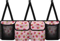 Large Capacity Car Trunk Organizer, Pink Strawberry Waterproof Oxford Backseat Hanging Storage Bag with 4 Pockets, Foldable Car Organization for Car Tools, Car Accessory for SUV Truck