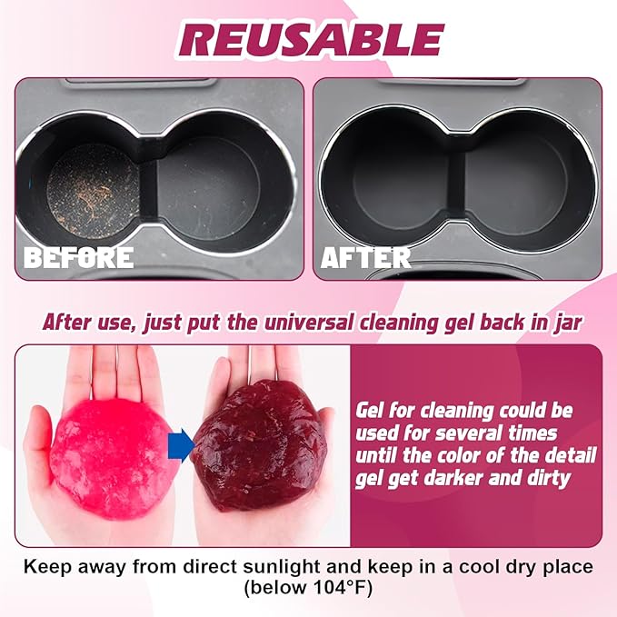 x xotic tech Car Cleaning Gel for Car Detailing Putty Interior Cleaner Slime Auto Detail Tools Supplies Accessories Valentines Day Gifts for Him Her Men Women Stocking Stuffers Pink 6 Pack