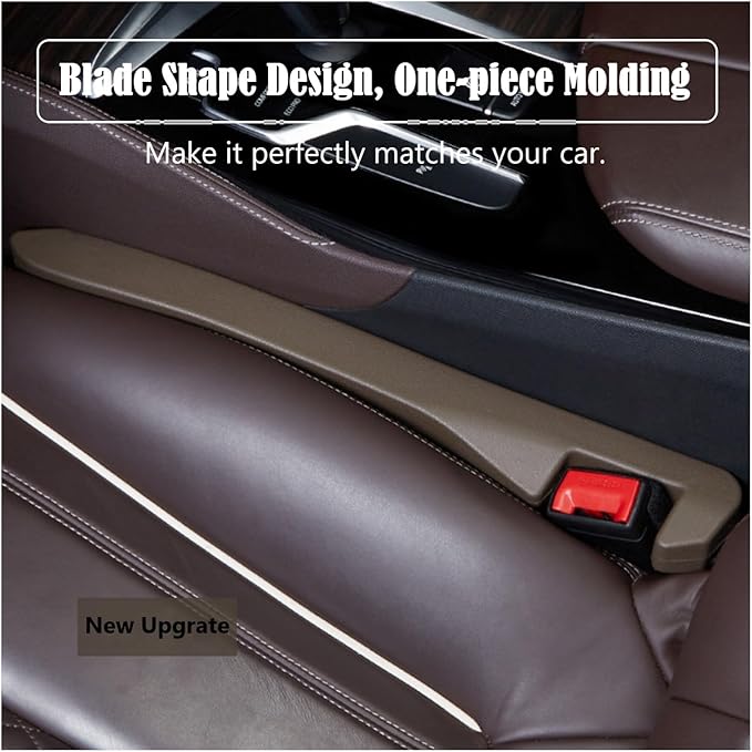 Berylins Leather Car Seat Gap Filler Universal for Car, SUV, Truck Fit Organizer Fill The Gap Between Seat and Console Stop Things from Dropping, Set of 2 (Brown)