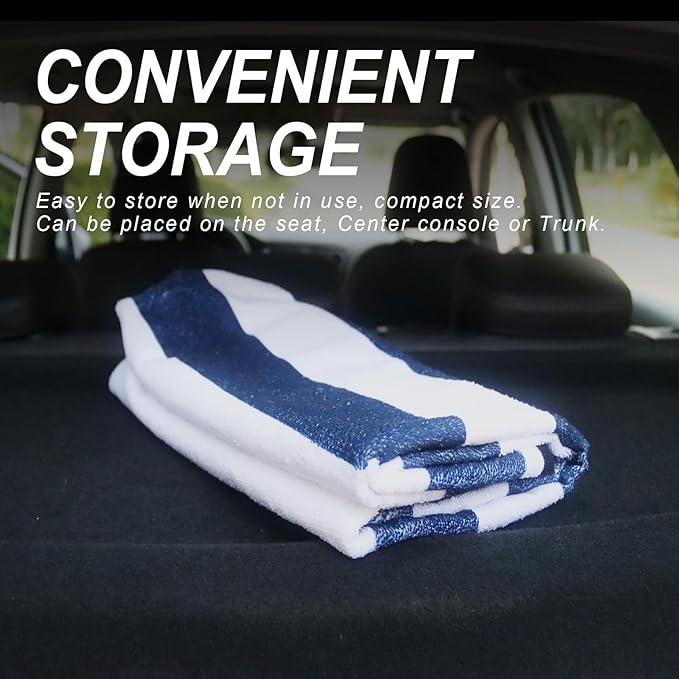 nbnhxnff Sweat Towel Car Seat Cover Protector Front Seats for Gym Workout,Running,Swimming,Beach and Hiking,Waterproof Universal Seat Cover for Car,Trucks, Van&SUV(Blue&White Stripe,1pcs Front Seat)