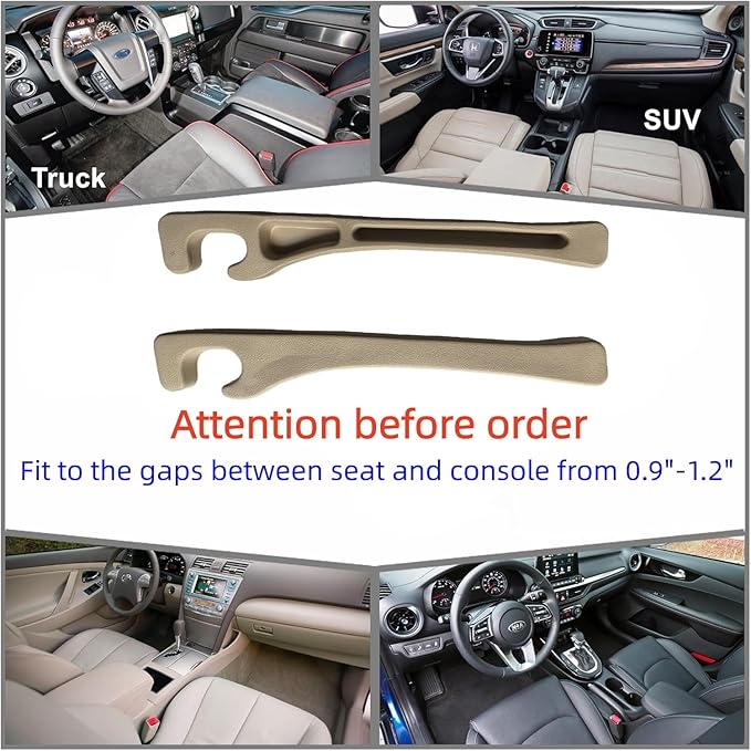 AxelNex Universal Car Seat Gap Filler, Storage Organizer for Vehicle Console Side Pockets (Beige)