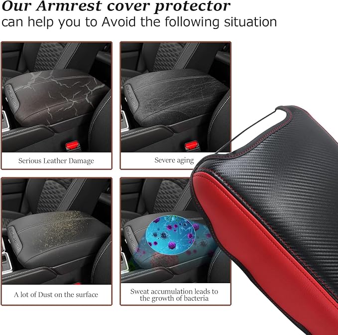 SKTU for 2023 2024 2025 Nissan Pathfinder Center Console Cover 2022-2025 Pathfinder Armrest Cover 2023 2024 2025 Pathfinder Accessories Pathfinder R53 Automotive Center Console Soft Cushion (Red Line)