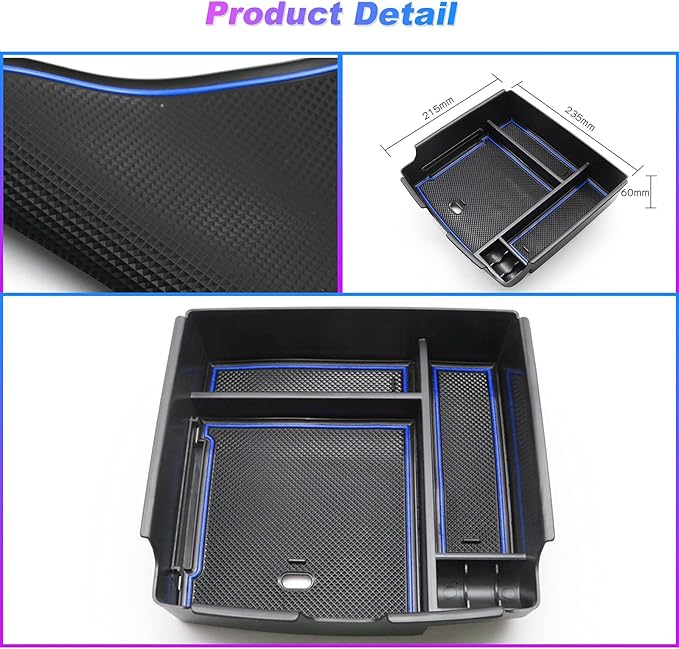 SXCY for 2022-2024 2025 Kia Carnival Center Console Organizer for 2023 2024 2025 Kia Carnival Armrest Console Organizer for Kia Carnival 2024 2025 Accessories(Blue Mats)