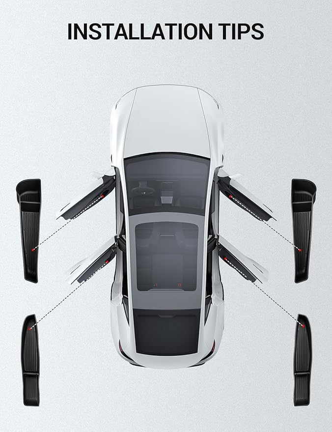 Motrobe 2026 Tesla Model Y Juniper Door Side Storage Box Door Pocket Liner Side Organizer Tray Waterproof TPE Front & Rear Model Y Juniper (Standard/Premium/Performance 2025/2026) Accessories