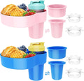 2PCS Car Seat Snack Tray for Kids: Kids Car Tray with Cup Holder, Toddlers Road Trip Essential, Travel Snacks Food Plate Cup Holder (Blue&Pink)
