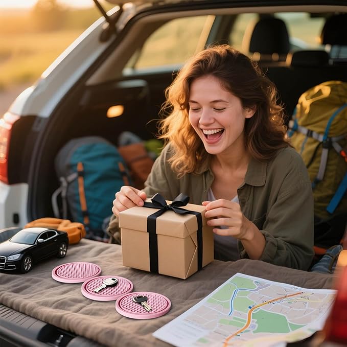 KULOLO Car Cup Holder Coaster 4 Pack - Non Slip & Shockproof,Flexible PVC Rubber Insert for Car/Truck/SUV/Van (2.75"x0.2") Universal Fit Auto Cup Holders Accessories for Women and Man (Pink)