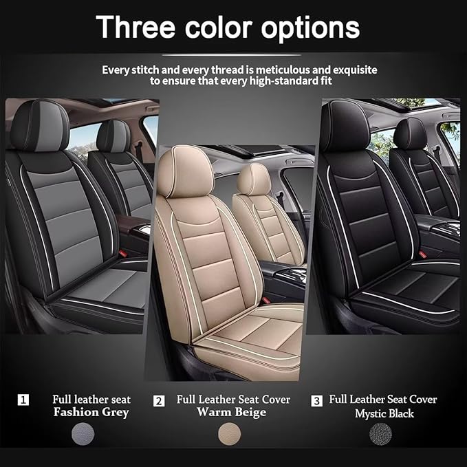 YORKNEIC Seat Covers Fit for VW/Volkswagen Atlas 2018-2025: 2 Front Leather Car Seat Covers - Waterproof Car Seat Protector Compatible Airbag (2 Front Set, Black & Grey)