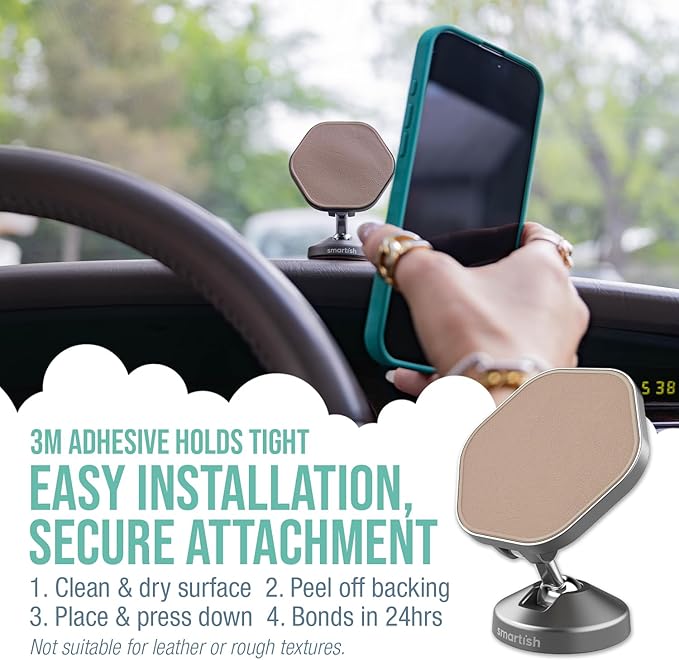 Smartish® MagSafe Mountaineer Car Mount - Compatible w/Apple iPhone 17/16/15/14/13 - Magnetic Stick on Adhesive Phone Holder - Extra Strength Magnet for Apple Accessories - Beige Against The Machine