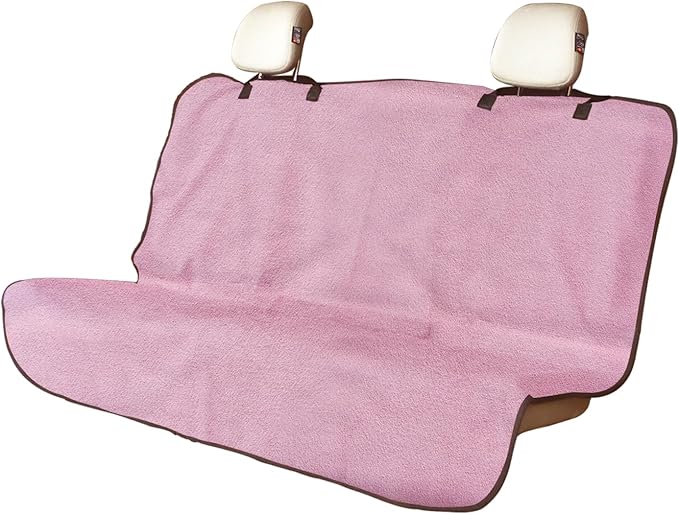 LoyaGour Back Seat Cover for Car Trucks Van SUV,Waterproof Rear Bench Towel Seat Covers for Dogs and Kids,Automotive Backseat Protector (Pink)