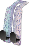 NUGGHU Car Seat Headrest Hook, Universal Leather Cute Hanger Holder Hook, Storage Organizer Interior Accessories for Purse Bags Handbag Glitter Purple Leopard