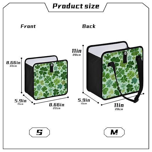 Car Trash Can Organizer Bin with Adjustable Strap for Back Front Seat Console Waterproof Leakproof Collapsible Portable 11 Inch Green Nature St Patrick Clovers