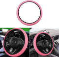 Elastic Stretch Car Steering Wheel Cover, Comfortable Steering Wheel Cover Universal for 14.5-15 Inch, Warm in Winter & Cool in Summer, Anti-Slip Breathable Ice Silk (Pink)