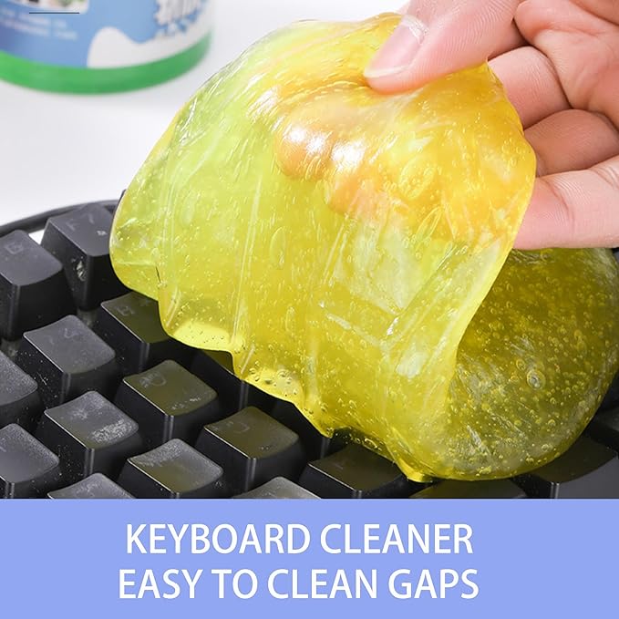KWBLWFCar Cleaning Gel 2Pcs for Air Vents, Cup Holders & Keyboards – Reusable Sticky Putty Dust Cleaner for Auto Interior, Home Electronics, Office Desks – Detailing Gel (Blue/Yellow)