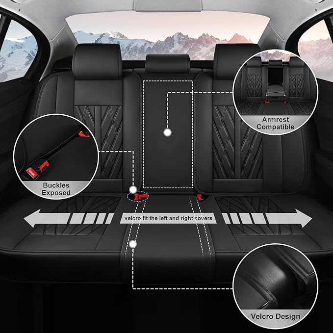 TTX LIGHTING Seat Covers Fit for Kia Optima 2002-2020 Seat Covers Full Set Car Seat Covers Faux Leather Breathable Waterproof Car Seat Protector (5 Seats, Black)