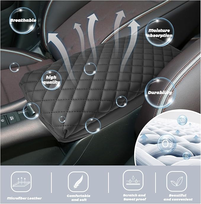 SHAOHAO Center Console Cover for 2023 2024 2025 Honda HR-V Accessories Armrest Cover 2023 2024 2025 HR-V (LX, EX-L, Sport) Car Console Arm Rest Soft Pad Lid Protection 2024 2025 HRV Scratch Ressitant