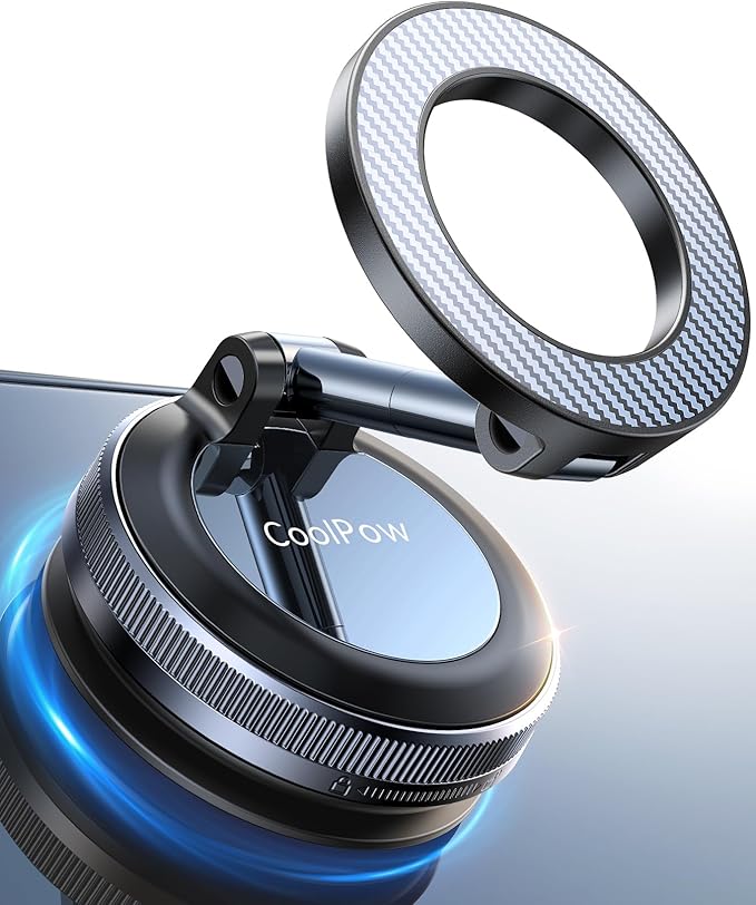 Coolpow【Newest Vacuum Magnetic Phone Holder for Car Phone Holder Mount【Movable Vacuum Suction】 Magsafe Car Mount Cell Phone Holders for Your Car Accessories Interior for Women Men for iPhone 17 16 15