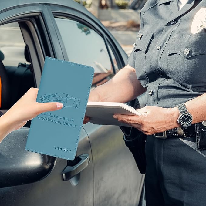 TILDOSAC Car Registration & Insurance Card Holder Leather Auto Glove Box Organizer Document Wallet with Magnetic Shut
