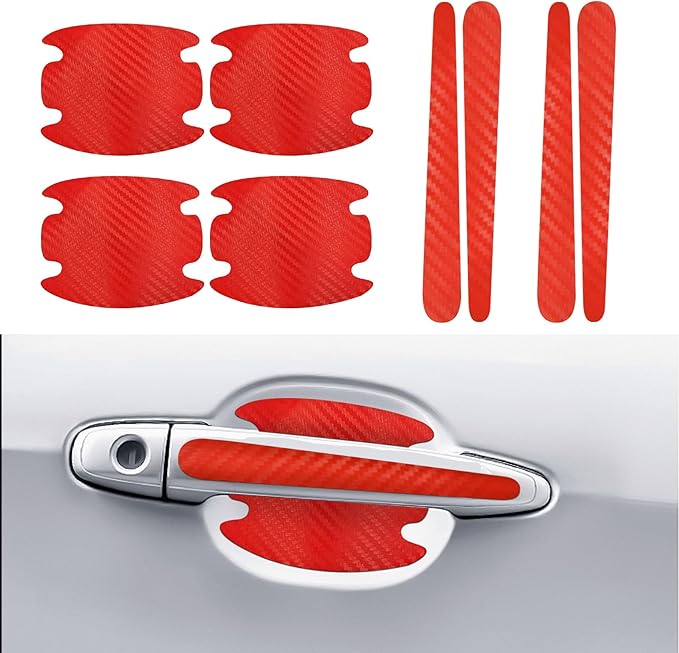 8PCS Carbon Fiber Handle Protectors - Anti Scratch Car Stickers, Universal Paint Guard Cover, Door Handle Cup Protective Film