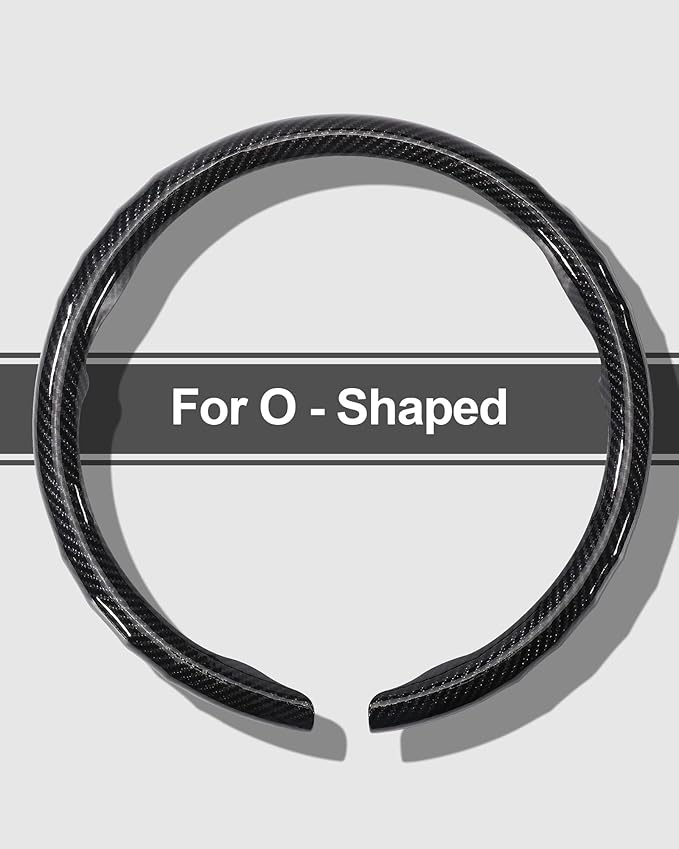 West Llama Carbon Fiber Car Steering Wheel Cover,Thin Steering Wheel Wrap Universal 14.5-15 Inch,Fit Cars,SUVs,Trucks(Glossy-Black-O-Shaped)