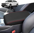 for Honda 11th Accord 2023 2024 Center Console Cover Anti-Scratch Waterproof Leather Armrest Pad Protector Cushion Interior Accessories(Black + Red Stitches)